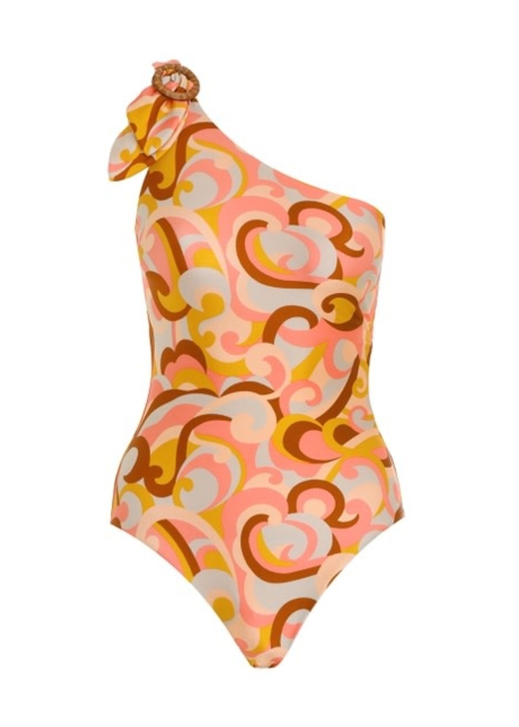 Zimmermann Mae Buckle Shoulder One Piece Swirl