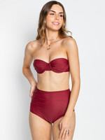 Peony Claret Ruched Underwire Bandeau  &  Staple  Claret Bikini Set