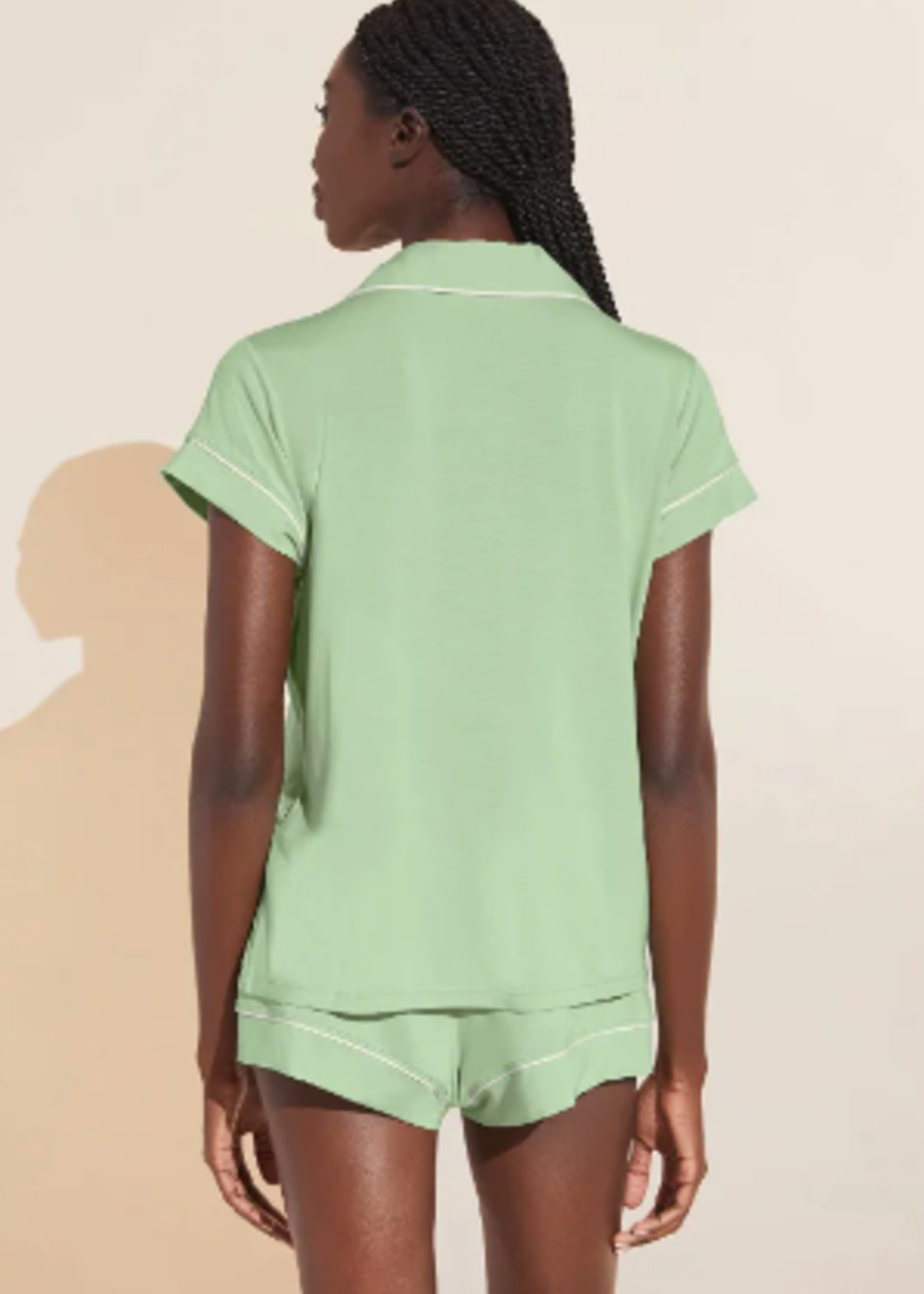 Eberjey Gisele Shortie PJ Set - Pistachio/Ivory
