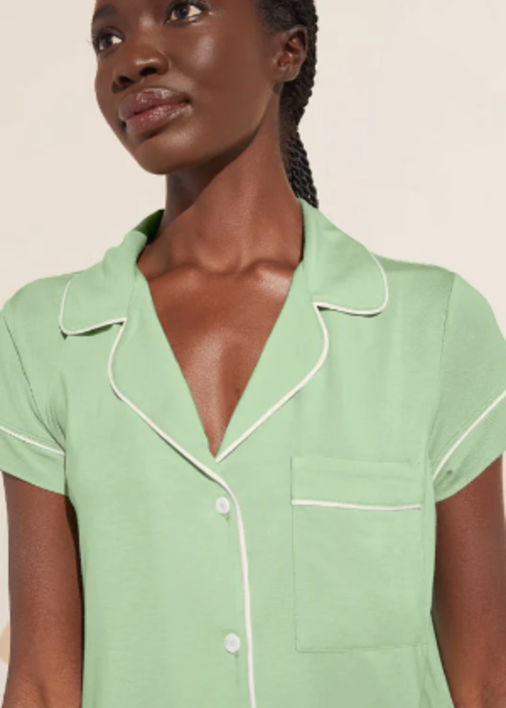 Eberjey Gisele Shortie PJ Set - Pistachio/Ivory