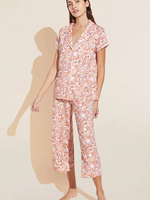 Eberjey Gisele Printed Short Sleeve Cropped PJ - Fiore Rose Cloud/Ivory