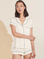 Eberjey Gisele Shortie PJ Set Pure Ivory/Navy