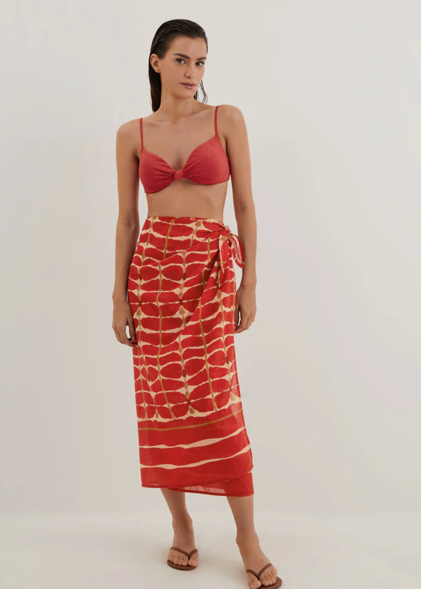 VIX Vix Flora Midi Pareo Red S