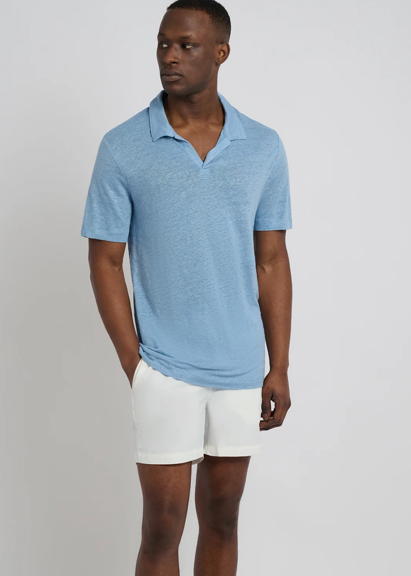 Onia Men Shaun Linen Polo Dusty Blue