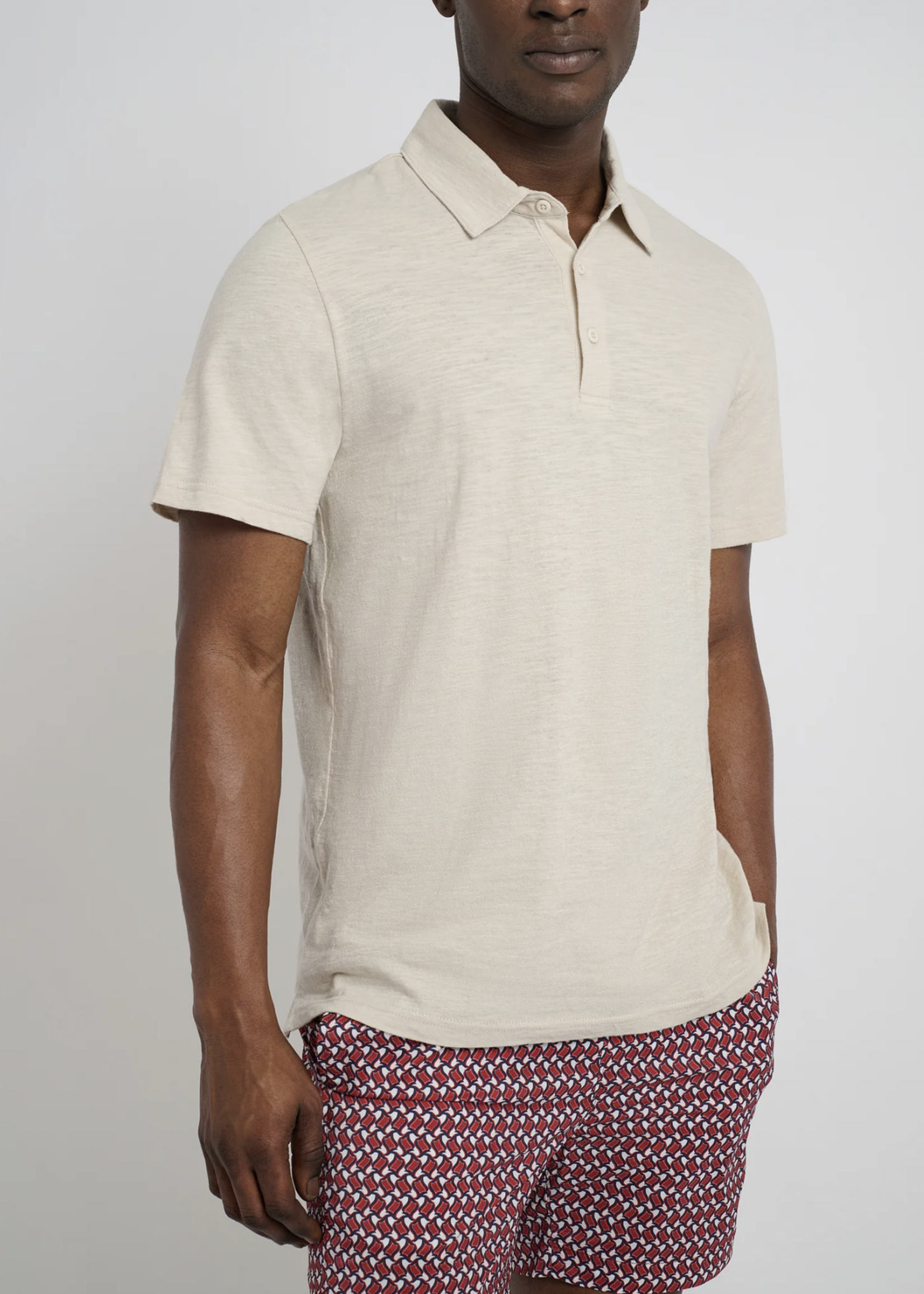 Onia Men Slub Short Polo Stone