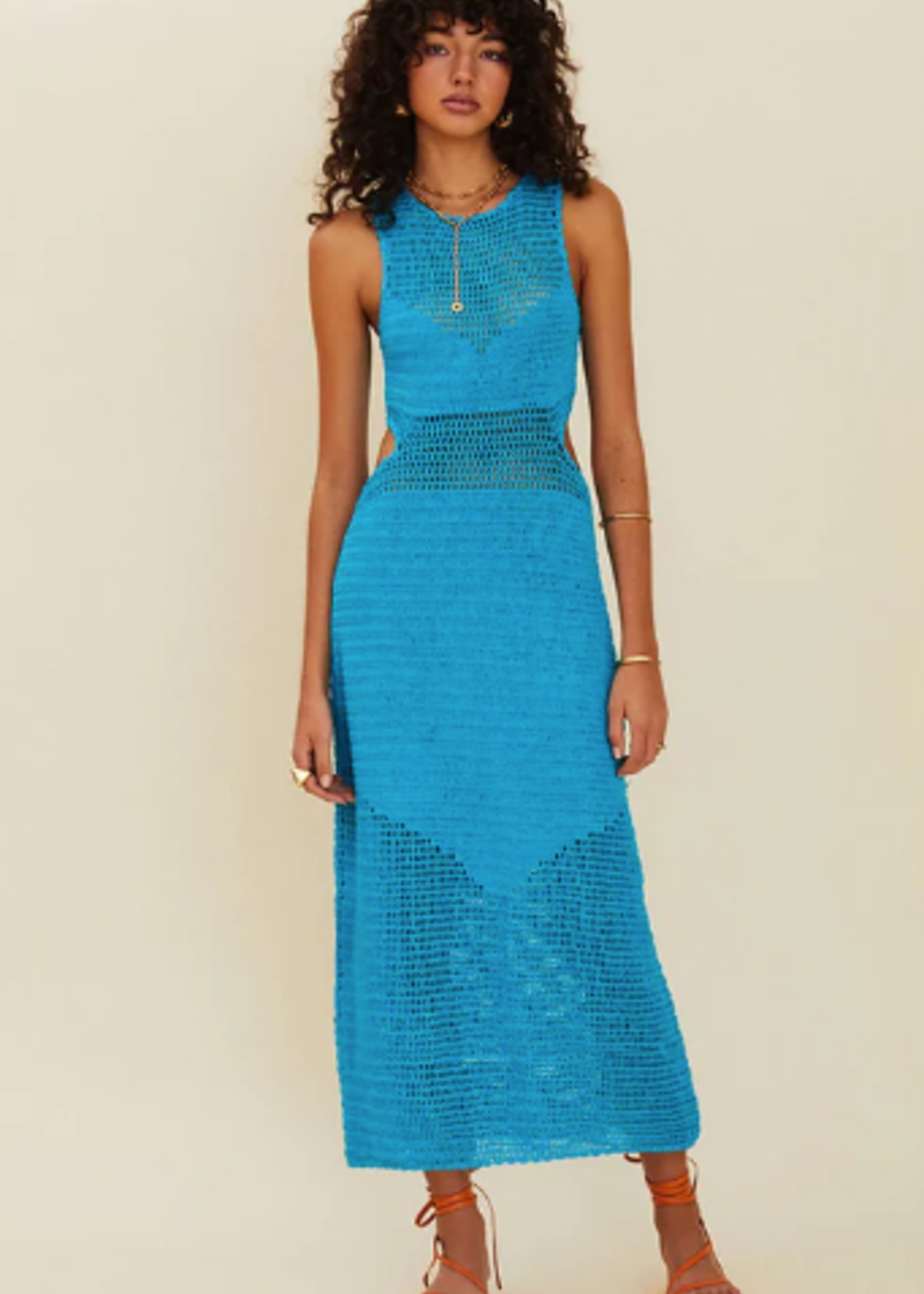 Suboo Chroma Crochet Sleeveless Midi Dress	Azure