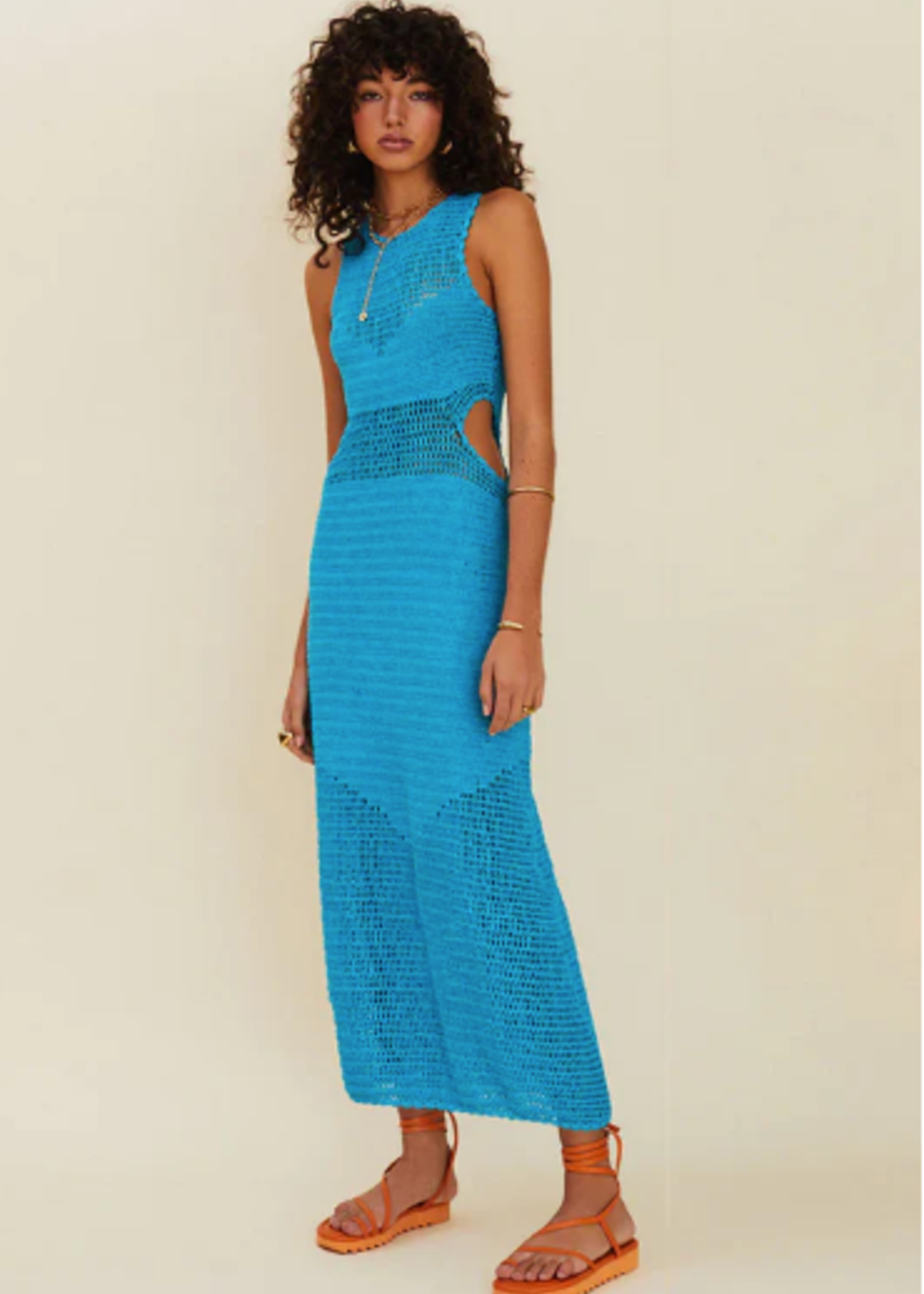 Suboo Chroma Crochet Sleeveless Midi Dress	Azure