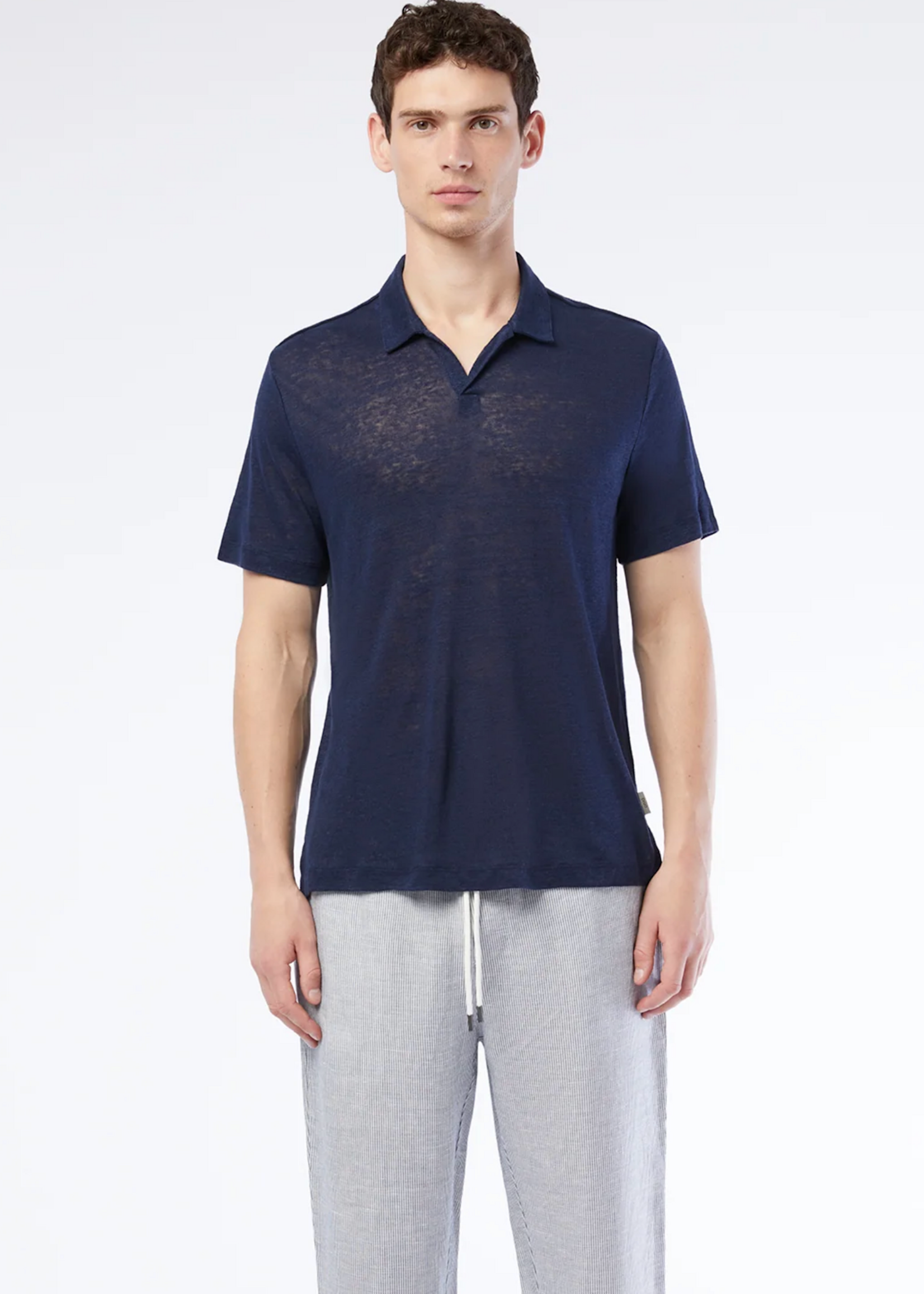 Onia Men Shaun Linen Polo  Navy