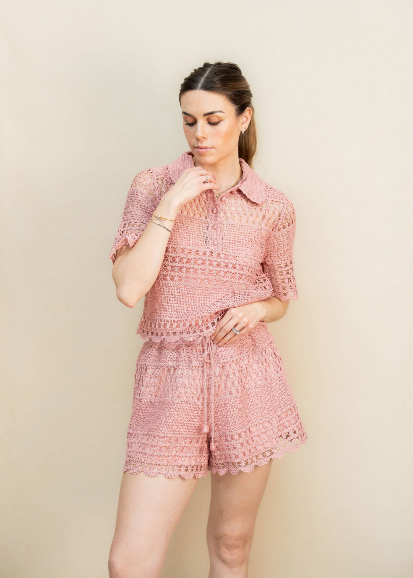 Zimmermann Zimmermann Wanderlust Sun Crochet set Dusty Pink