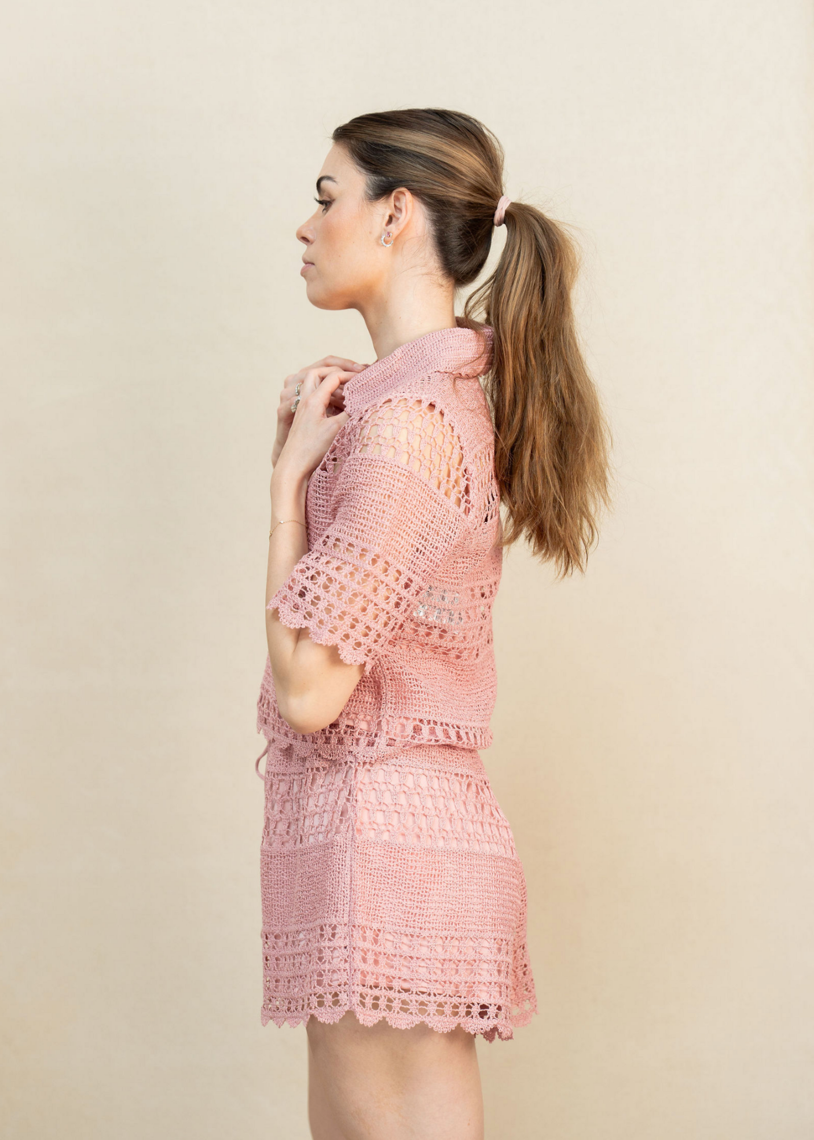 Zimmermann Zimmermann Wanderlust Sun Crochet set Dusty Pink