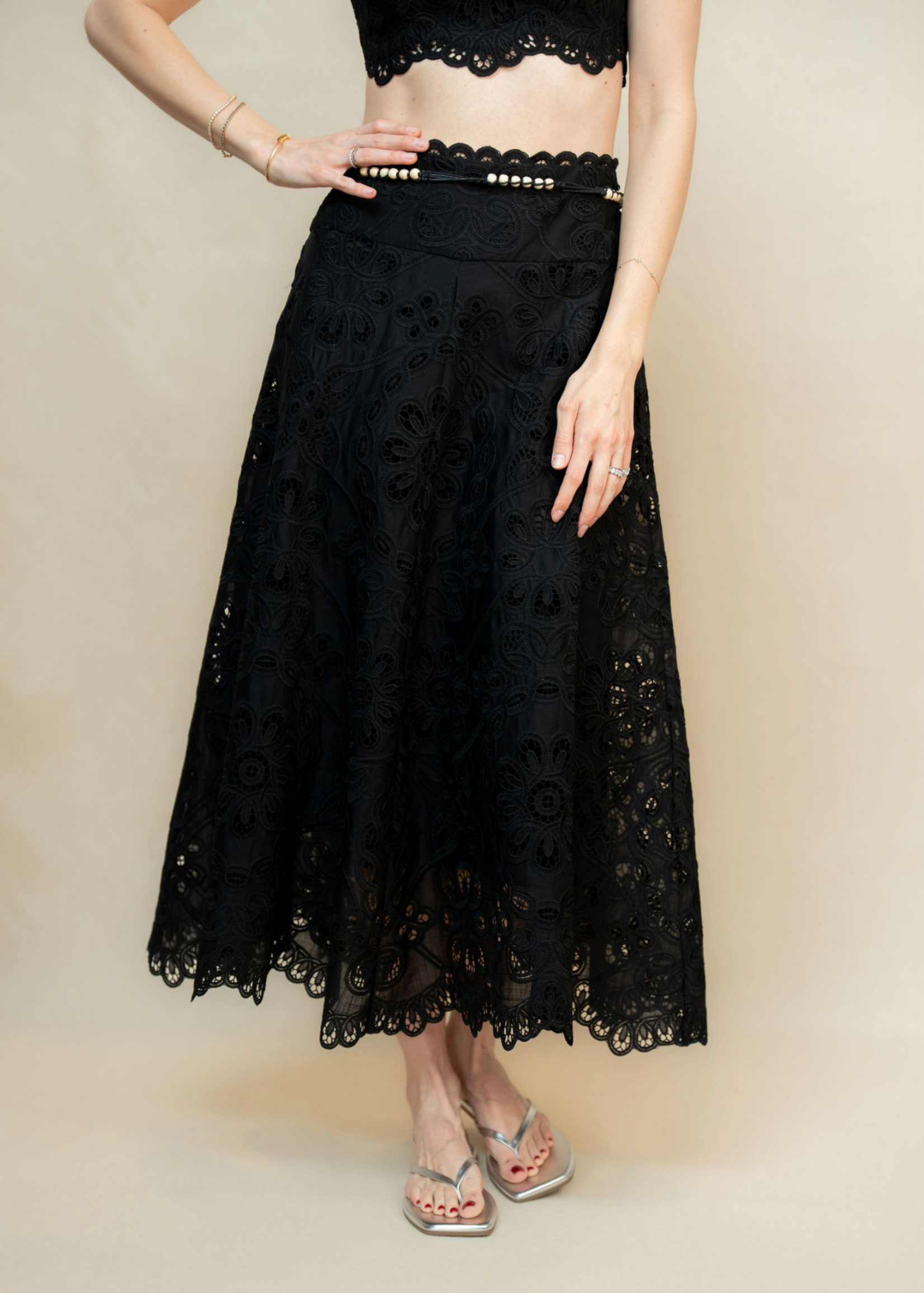 Zimmermann Zimmermann Rhiannon Embroidered Bodice Black Set