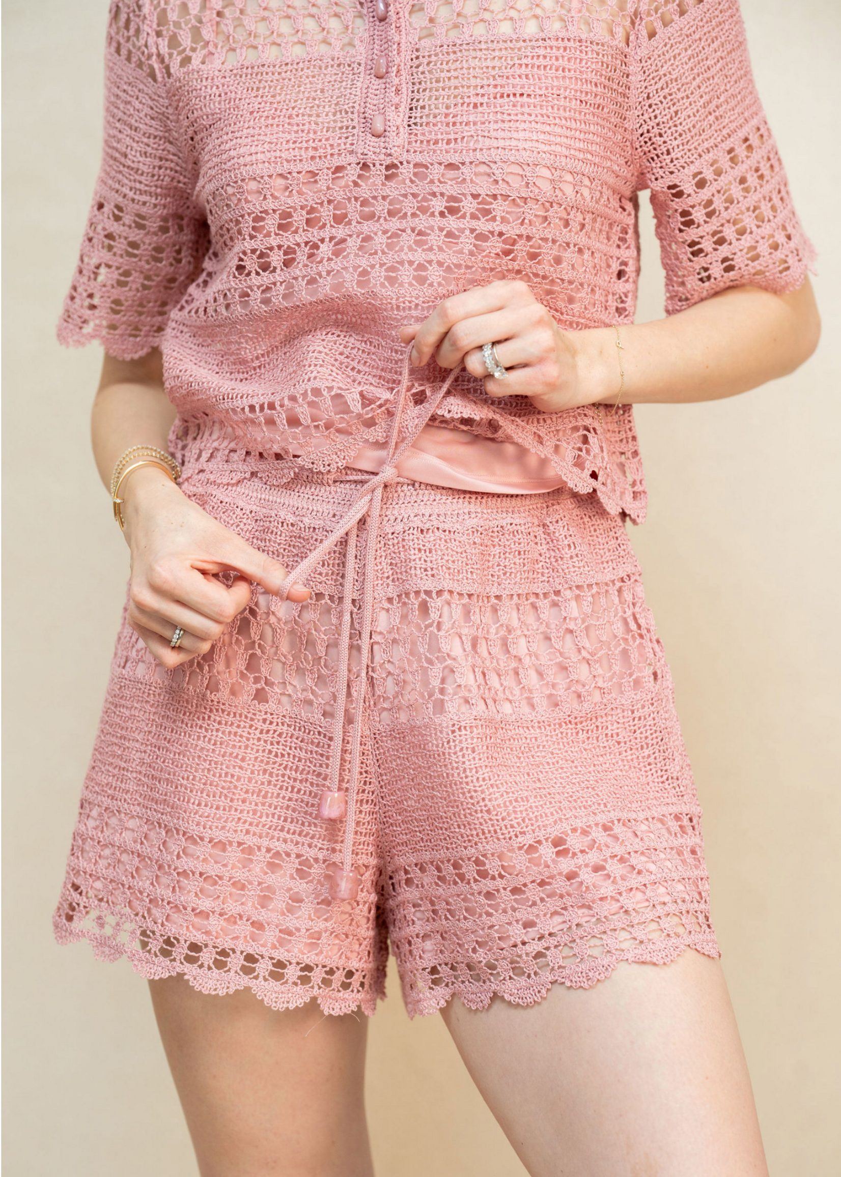 Zimmermann Zimmermann Wanderlust Sun Crochet set Dusty Pink