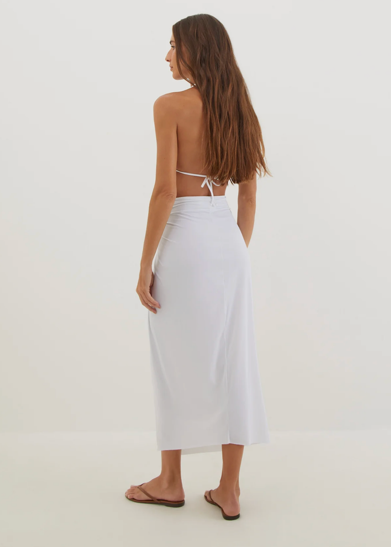 VIX Vix Solid Karen Midi Skirt Off White S
