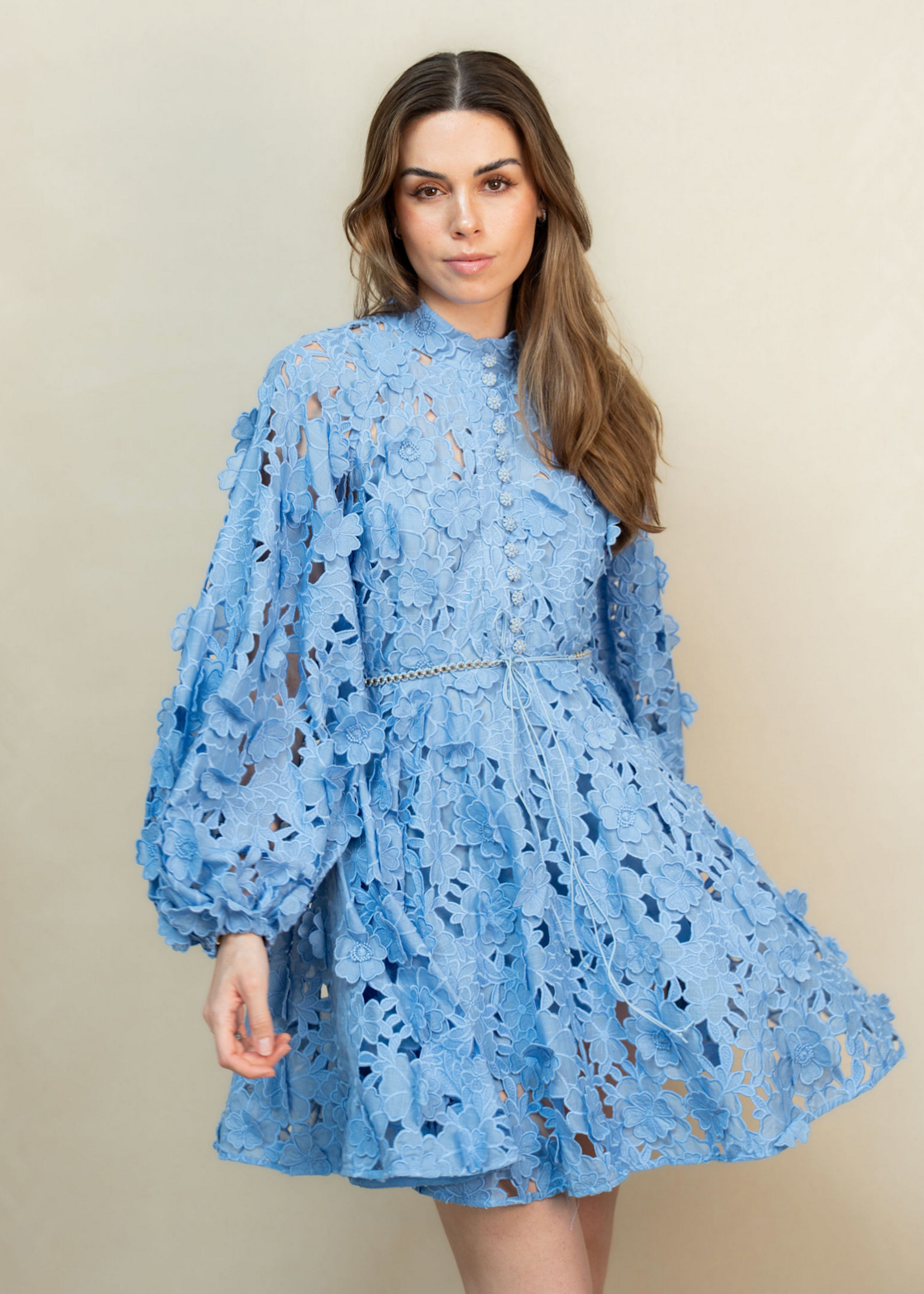 Zimmermann Zimmermann Patience Long Sleeve Mini Blue 1