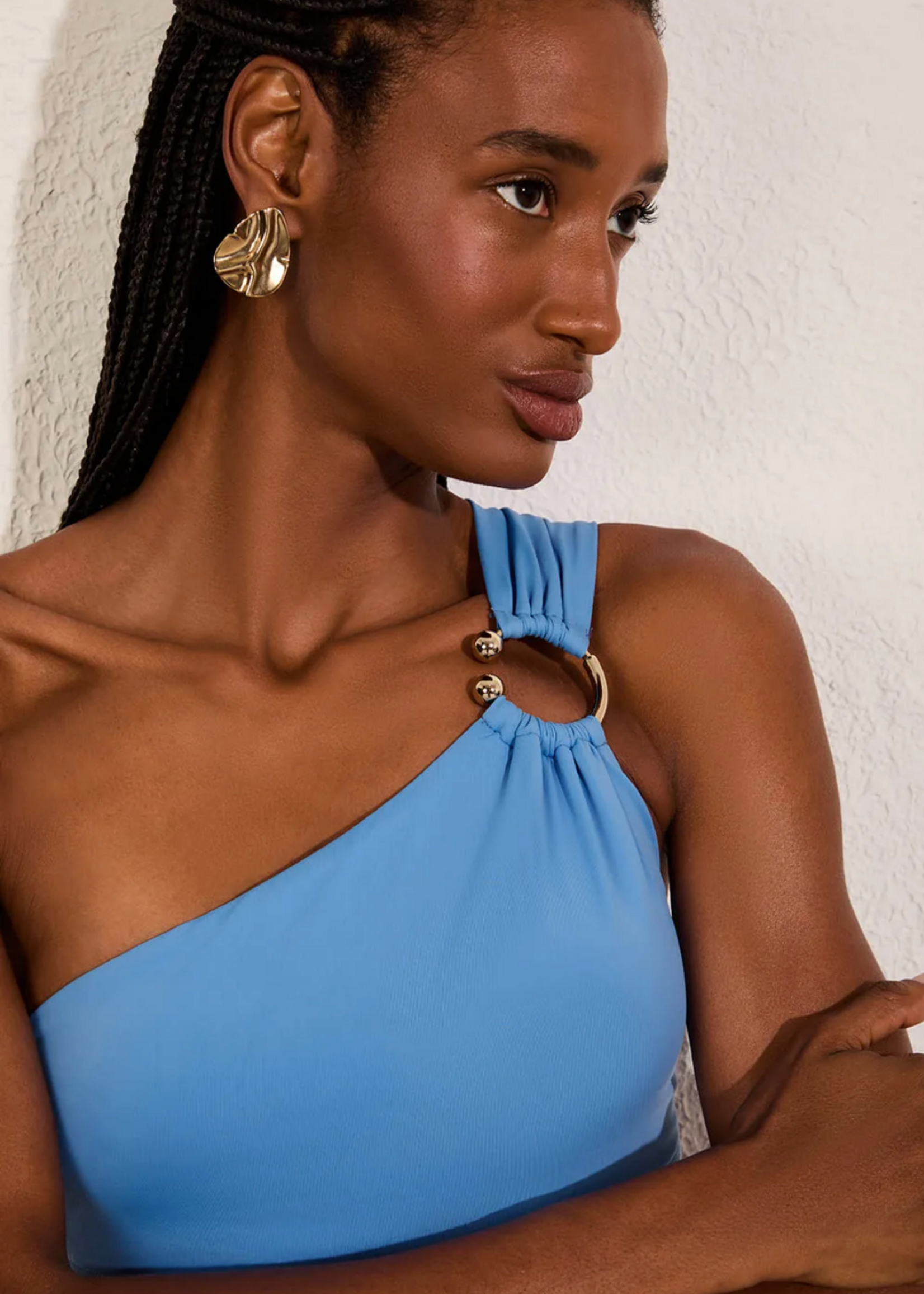 Lenny Detail Waist Bikini Set Lake Blue