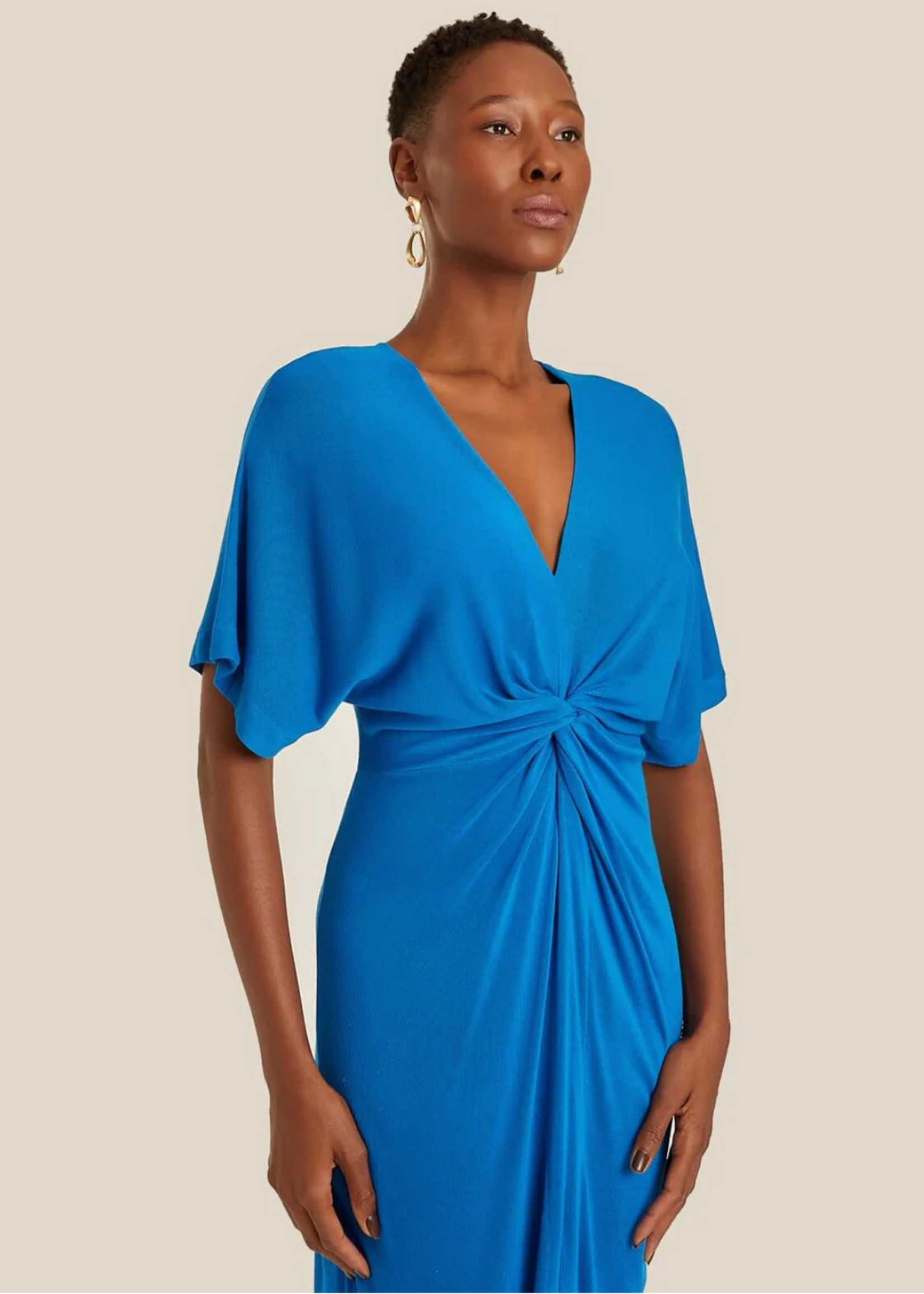 Lenny Twisted Knitted Dress Lake Blue