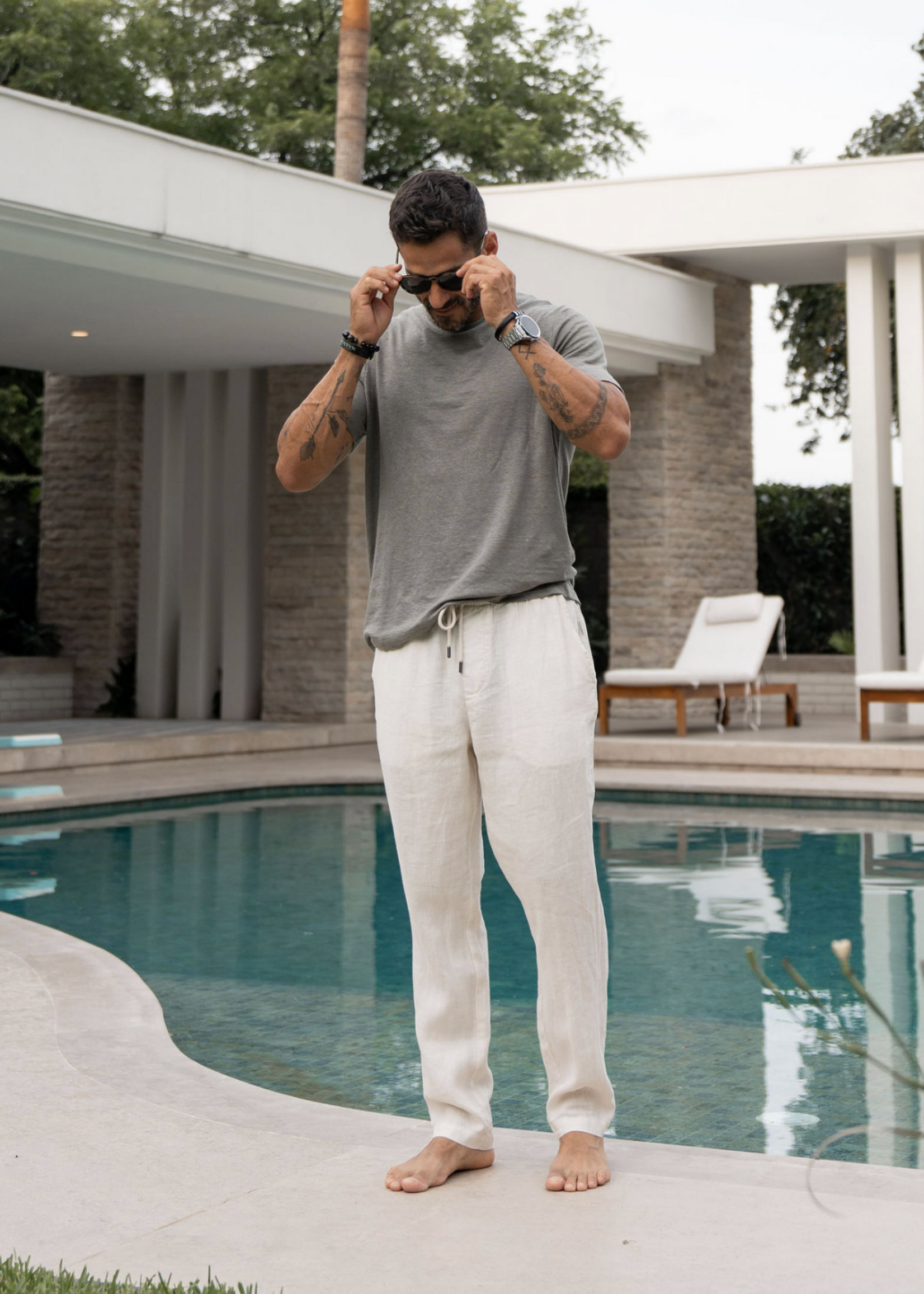 Onia  Men Onia Men Pigment Dye Line Pull On Pant Bone