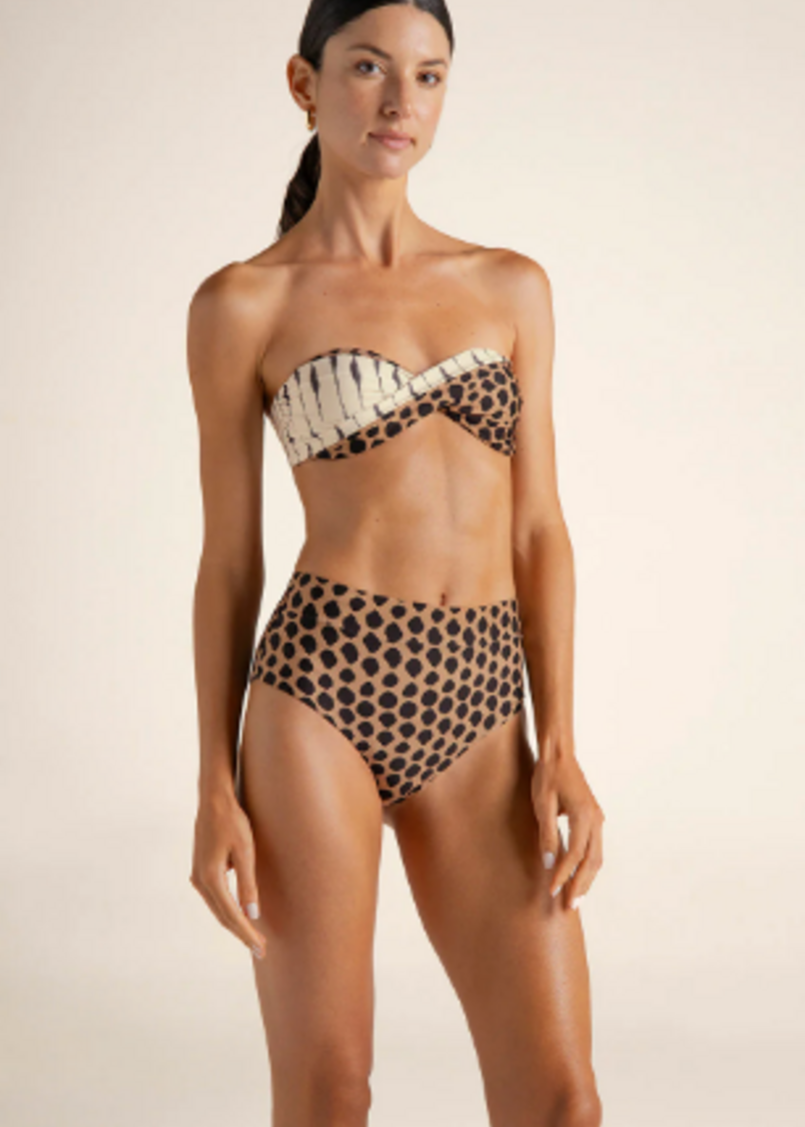 Touche Bikini Set Bandeau Entorchado Culotte Estampado