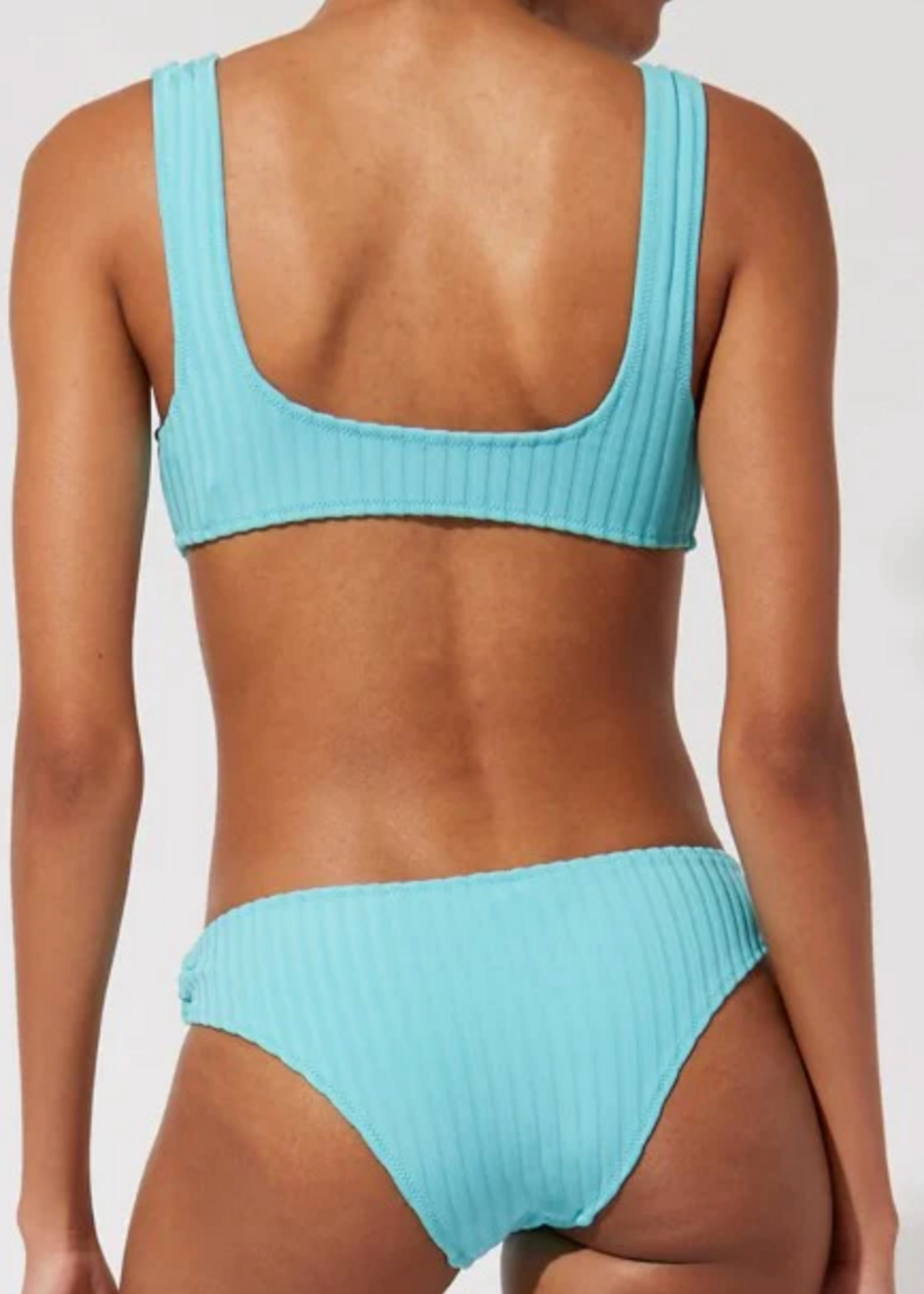 Solid & Striped The Elle  Solid Rib Greek Blue Bikini Set