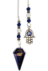 Pendulum - Blue Tigers Eye/ Falcons Eye with Fatima Hand