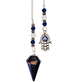 Pendulum - Blue Tigers Eye/ Falcons Eye with Fatima Hand