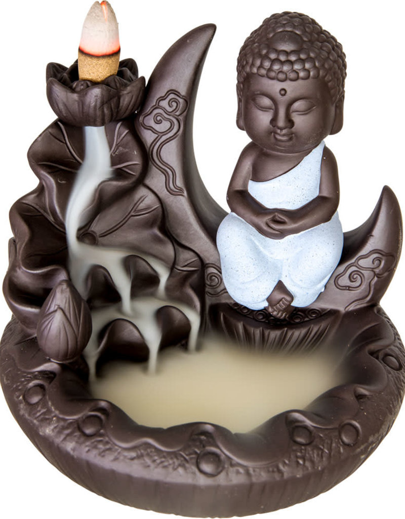 Incense Holder - Ceramic Backflow - Buddha on Moon