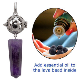 Aromatherapy Pendant - Amethyst Point with Om Symbol