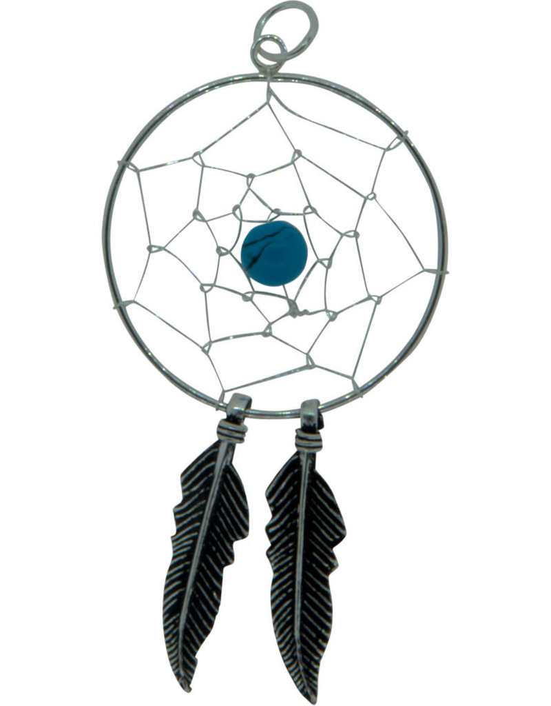 Pendant- Dream Catcher w/Turquoise Sterling Silver - BL36015