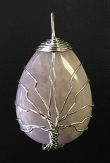 Rose Quartz with Wire Wrapped Tree Pendant