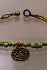 Anklet - Tree of Life Green Beaded 2 Strand - A22068