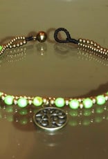 Anklet - Tree of Life Green Beaded 2 Strand - A22068