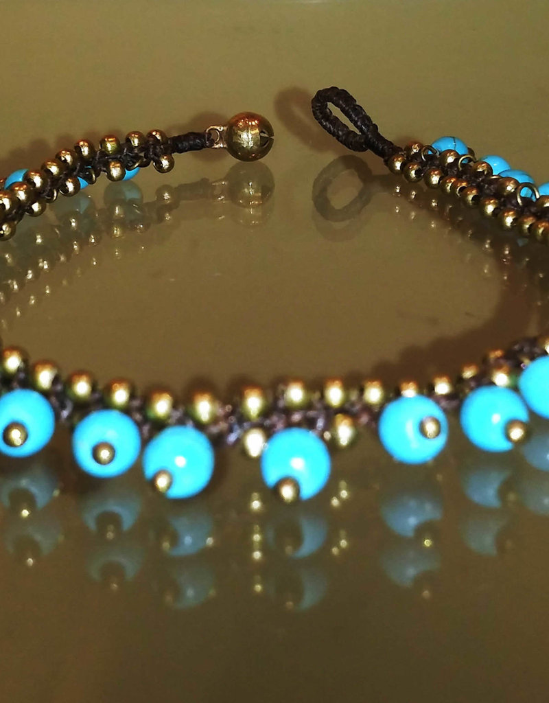 Anklet -Beads & Bells Turquoise - A2207