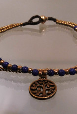 Anklet -Tree of Life Blue Color Beaded 2 Strand - A22070