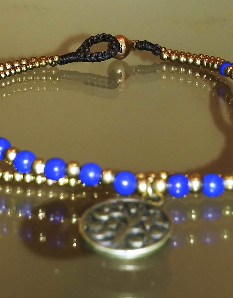 Anklet -Tree of Life Blue Color Beaded 2 Strand - A22070