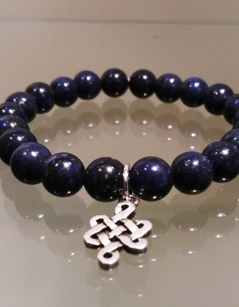 Lapis Bracelet with Friendship Eternal Knot Symbol