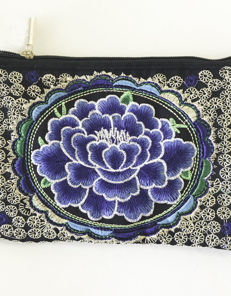 Purse - Embroidered Blue Coin - 5297BL