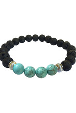 Lava Diffuser Bracelet - Good Luck Turquoise Magnesite - 2793