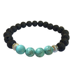 Lava Diffuser Bracelet - Good Luck Turquoise Magnesite - 2793