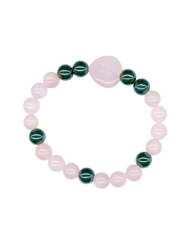 Rose Quartz and Magnetic Hematite Bracelet - Happiness