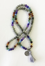 Mala Bracelet- Labradorite with Chakra Crystals- MB1