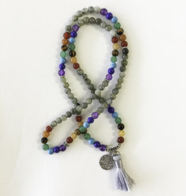 Mala Bracelet- Labradorite with Chakra Crystals- MB1