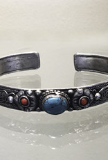 Bracelet - Turquoise & Coral Cuff - B139