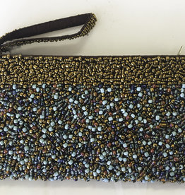 Beaded Clutch - Blue and Copper 8 x 4.5" - H1107BC - DNR