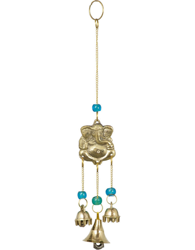 Brass Bell Chime Ganesh with Blue Beads- 31315