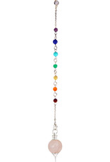 Pendulum - Rose Quartz Sephoroton with Chakra Chips - 61358
