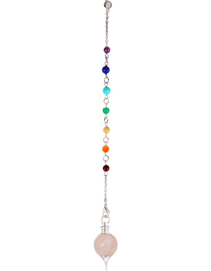 Pendulum - Rose Quartz Sephoroton with Chakra Chips - 61358