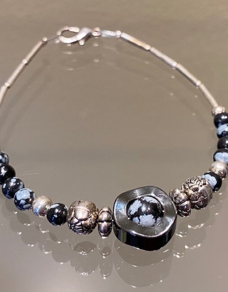 Navajo Bracelet - Silver & Stone (A)