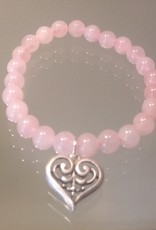Rose Quartz Love Scroll Heart Bracelet