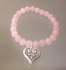 Rose Quartz Love Scroll Heart Bracelet