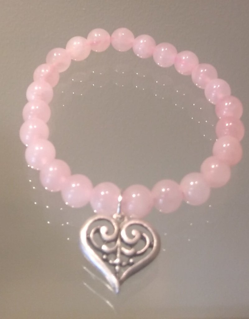 Rose Quartz Love Scroll Heart Bracelet